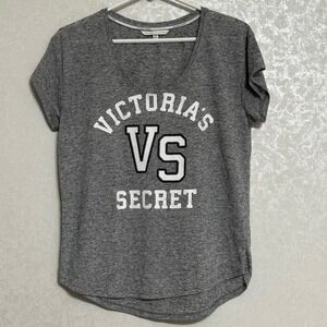 Victoria's Secret Varsity Graphic Tee Scoop Neck Short Sleeve Top Heather Gray S